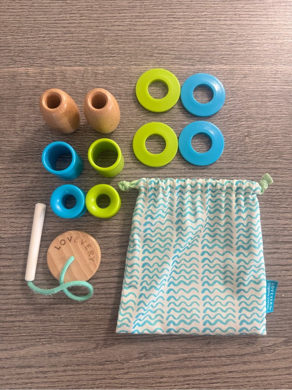Lovevery Organic Cotton Play Kit Wooden Stacking Toy